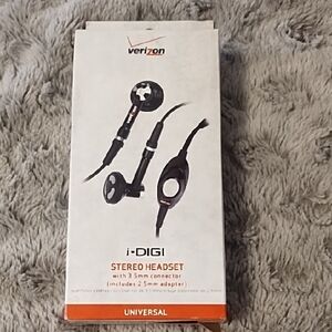 NWT Verizon i-DIGI Stereo Headset - Black